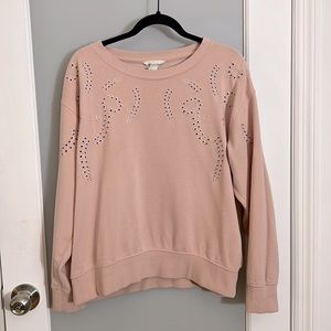 H&M - Light Pink Eyelet pattern Sweater - XL